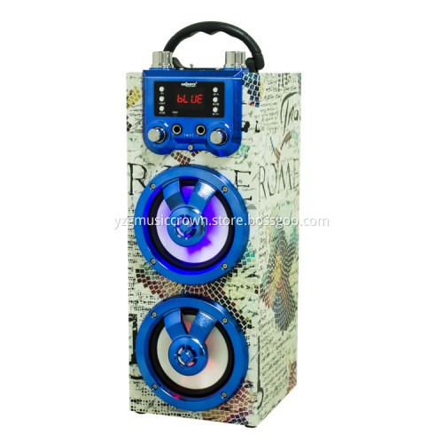 Wooden Portable Speaker with Karaoke and FM Radio